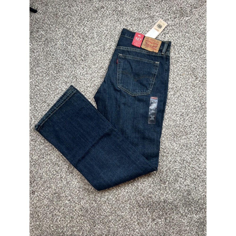 Levi's 527 Mens Slim Bootcut Blue Jeans, Cotton Denim Sz 36x32, New with Tags